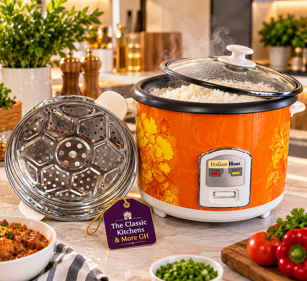Italian home rice cooker 5L with steamer
