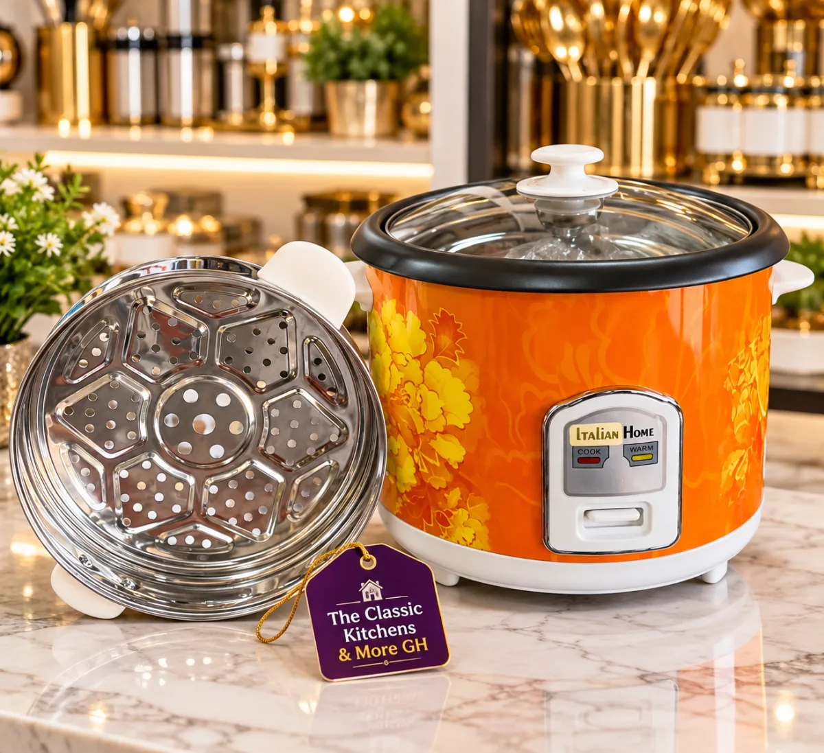 Italian home rice cooker 5L with steamer