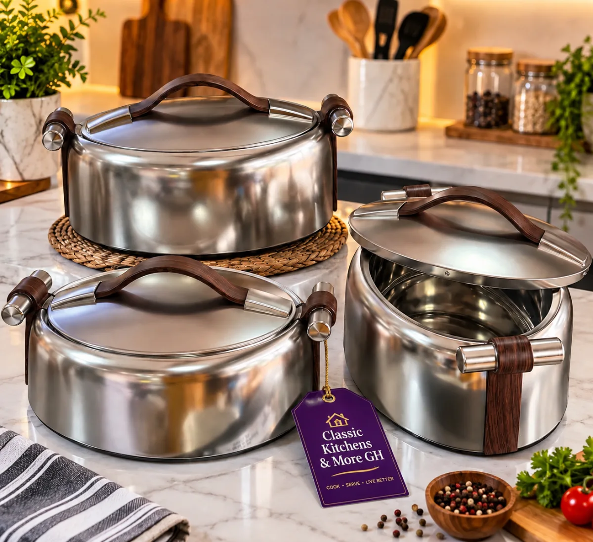 Luxury forever gold silver food warmer 3set