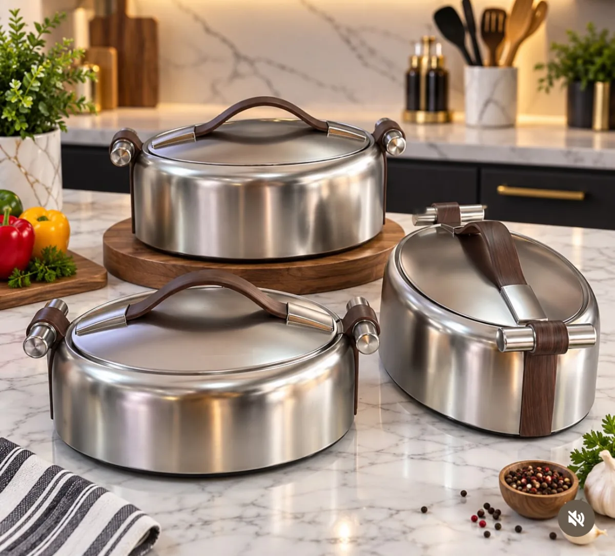 Luxury forever gold silver food warmer 3set