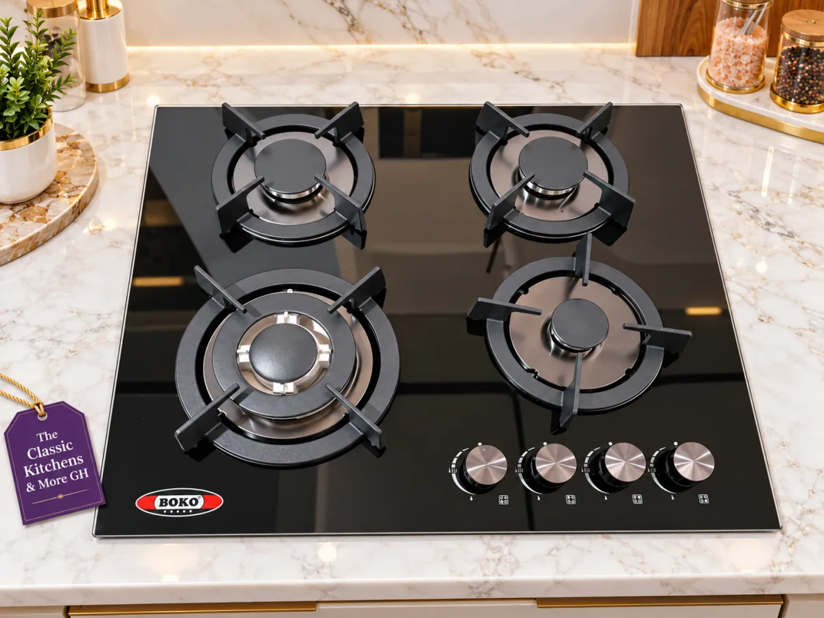 Inbuilt tempered glass 4 burner gas stove