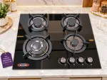 Inbuilt tempered glass 4 burner gas stove