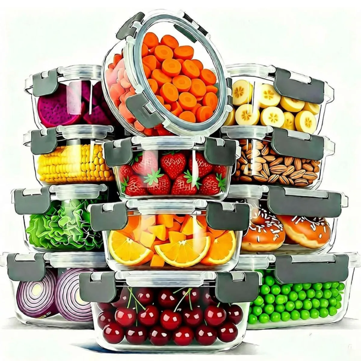 Magic mill airtight glass storage bowls 12set