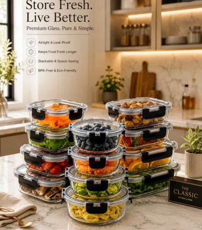 Magic mill airtight glass storage bowls 12set