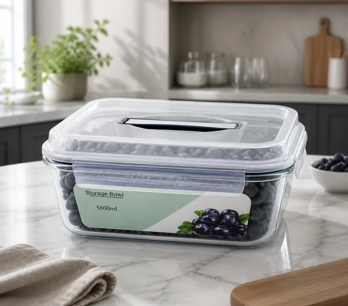 Single Jumbo size glass storage box 