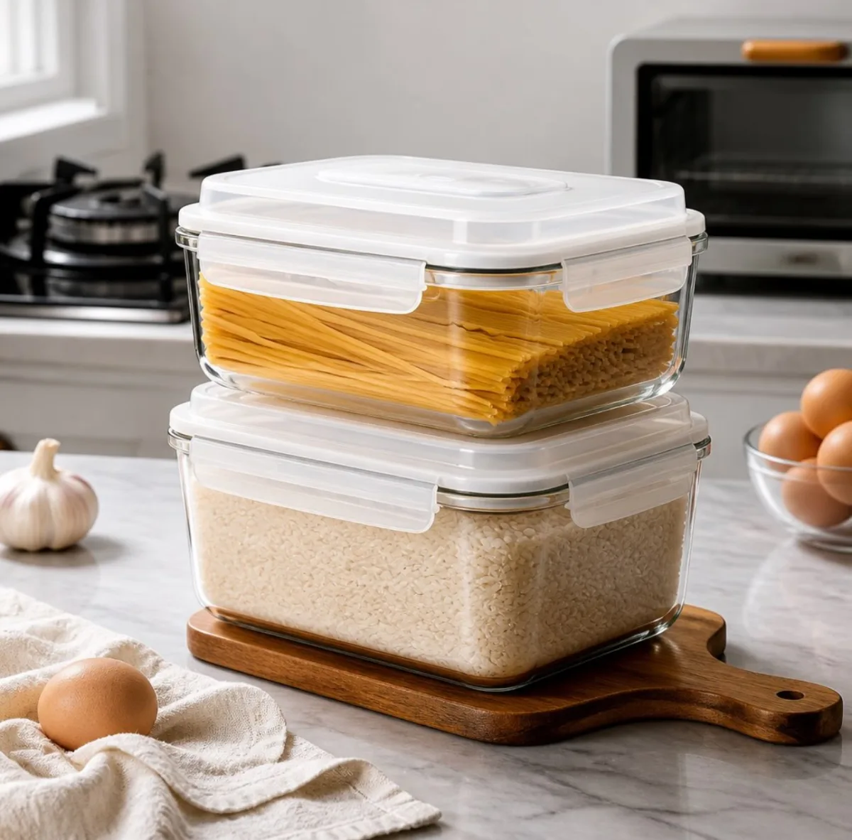 Single Jumbo size glass storage box 