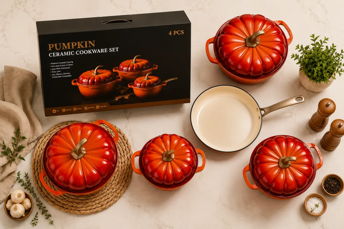 Pumpkin ceramic Cookware Set