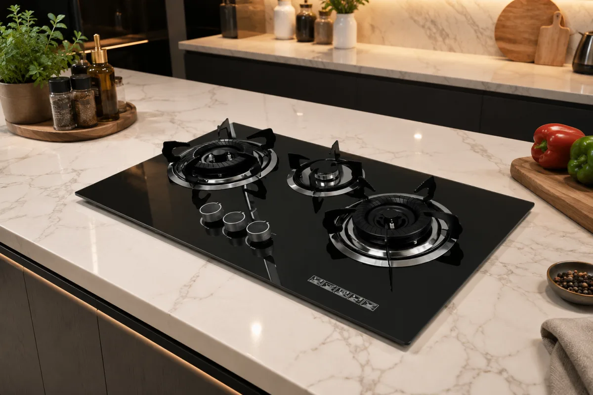 Inbuilt gas stove tempered glass